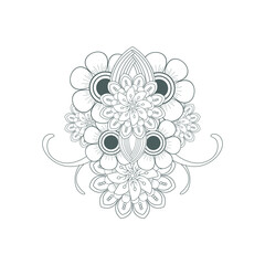 Decorative Doodle flowers in black and white for coloring book, cover or background. Hand drawn sketch for adult anti stress coloring page.-vector