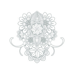 Decorative Doodle flowers in black and white for coloring book, cover or background. Hand drawn sketch for adult anti stress coloring page.-vector