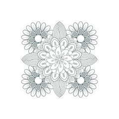 Decorative Doodle flowers in black and white for coloring book, cover or background. Hand drawn sketch for adult anti stress coloring page.-vector