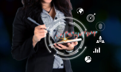 businesswoman with technology