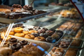 Donuts in a shop in Mojave Bakery