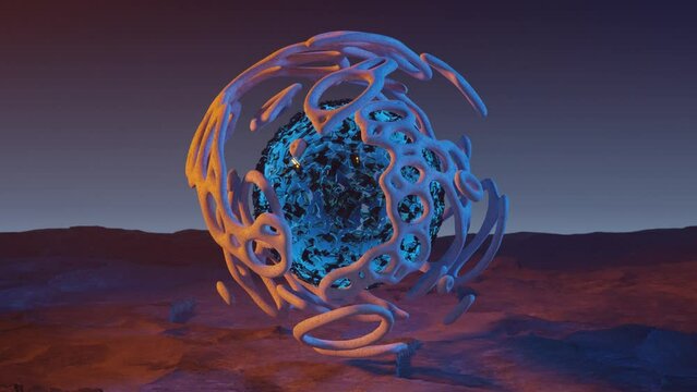 Metamorphose of amorphous sphere, spherical ondulation, abstract animation of future shape 4K. High quality 4k footage