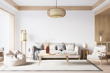 Living Room Wall Mockup - 3d rendering, 3d illustration