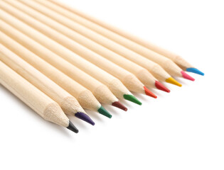 Color pencils isolated on white background, closeup