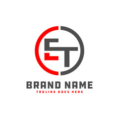 industrial business illustration logo with letter ET