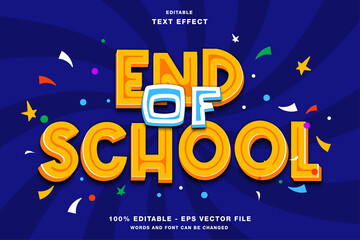 Fototapeta na wymiar Template of End of School Text Effect
