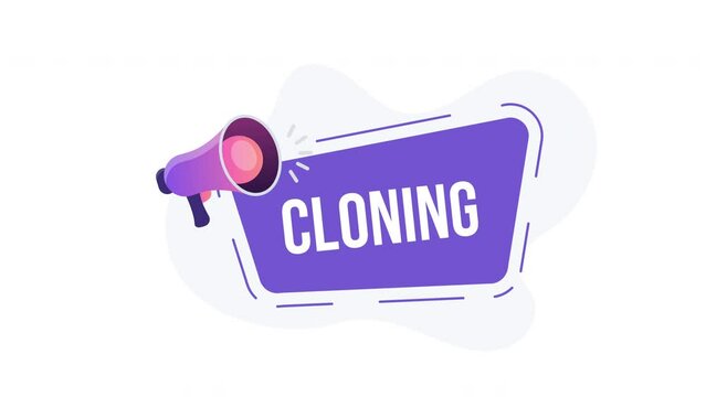 cloning - Megaphone banner. Motion graphics .4K motion animation