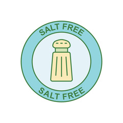 Salt free, sodium free label icon in color icon, isolated on white background 
