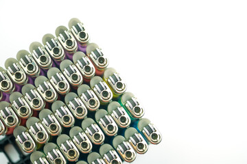 Stock of plastic gas lighter on a white background
