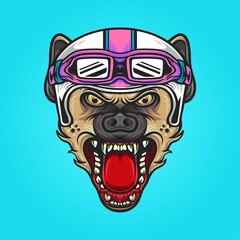 Angry hyena helmet motorcycle vector illustration
