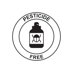 pesticide free label free icon in black flat glyph, filled style isolated on white background
