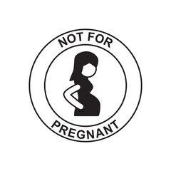 Not for pregnant label icon in black flat glyph, filled style isolated on white background