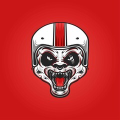 Panda animal helmet motorcycle vector illustration