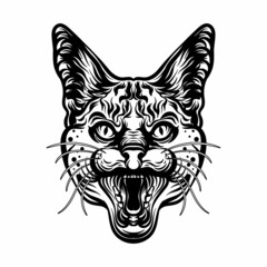 Black and white head lynx vector illustration