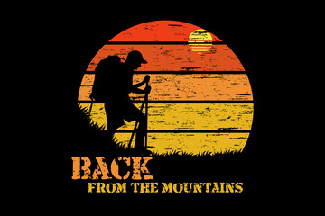 Back from the mountains retro vintage landscape