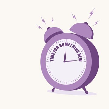 Analog clock with time for something new phrase