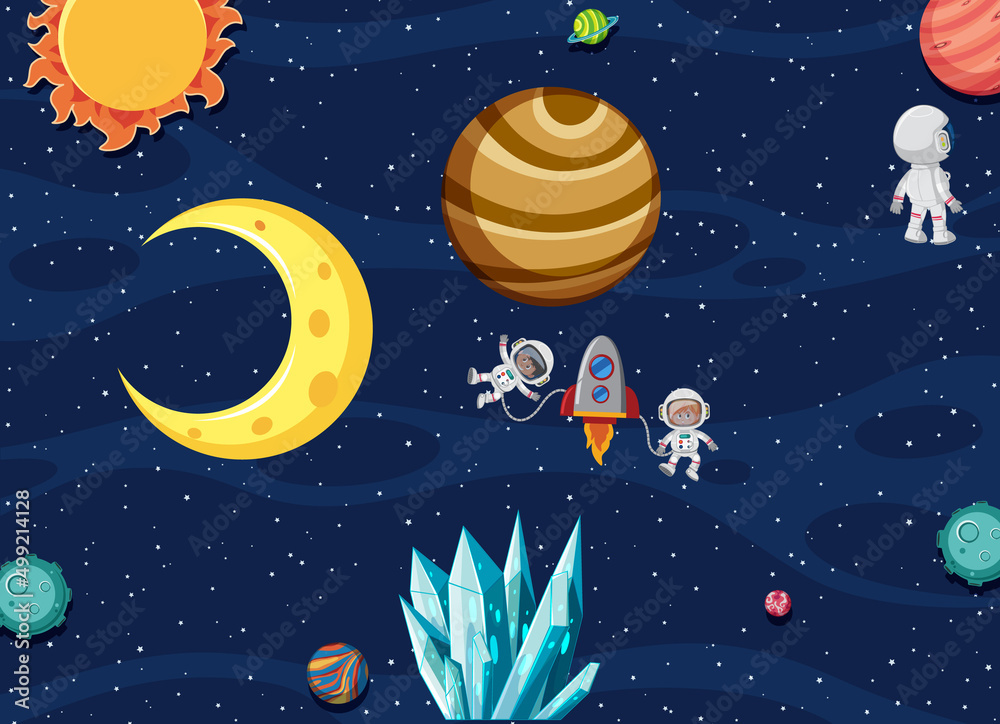 Wall mural space element in space background