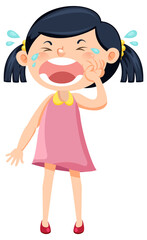 A girl in pink dress crying cartoon character