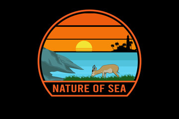 Nature of sea retro vintage landscape