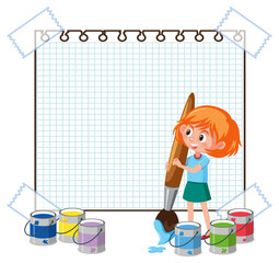 Empty board template with children cartoon character