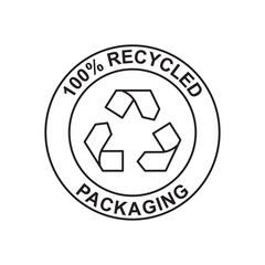 recycled packaging label icon in black line style icon, style isolated on white background