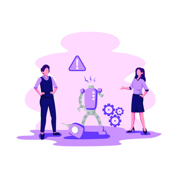 broken robot purple people problem solving clip art preview