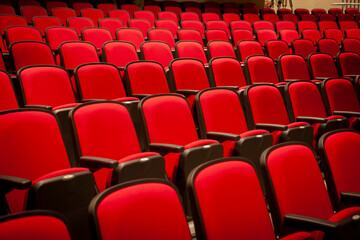 Red theater seats in rows