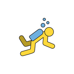 Diver, scuba diving icon in color icon, isolated on white background 