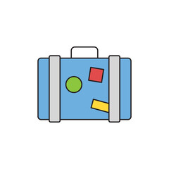 Suitcase travel, vacation icon in color icon, isolated on white background 