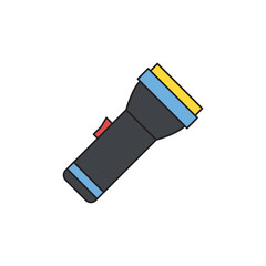 Camping flashlight, illuminate light torch icon in color icon, isolated on white background 