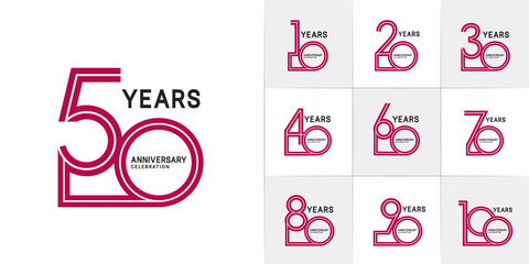 set of anniversary premium collection black and red color can be use for celebration event