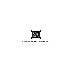 Architectural Photography logo design inspiration from initial letter SA isolated with black rectangle shape also suitable for the brand that has initial name SA or AS - obrazy, fototapety, plakaty