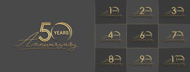 set of anniversary premium collection golden color can be use for celebration event