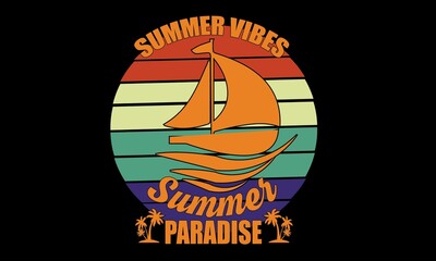 Naklejka premium Summer Vibes Summer Paradise T-Shirt Design