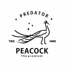vintage retro hipster peacock logo vector outline monoline art icon