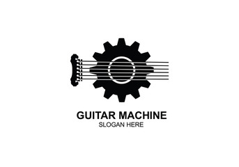 guitar machine music Production Logo Design symbol inspiration