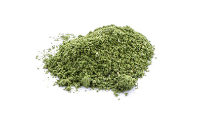 Andrographis Paniculata powder and capsules (Herbal capsules) isolated on a white background