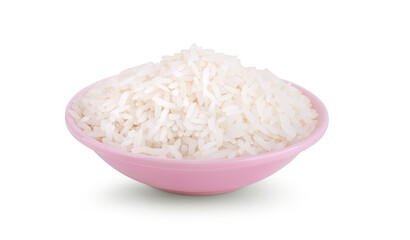 rice in bowl isolated on white background