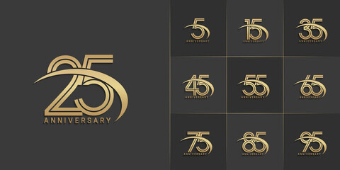 set of anniversary premium collection golden color can be use for celebration event