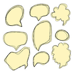 Set of hand drawn comic bubbles talk isolated on white background