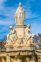 Fototapeta na wymiar Pradier Fountain Esplanade Charles De Gaulle Nimes Gard France
