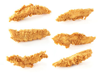 Crispy fried chicken pieces isolated