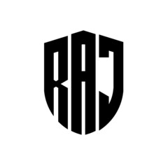 RAJ letter logo design. RAJ modern letter logo with black background. RAJ creative  letter logo. simple and modern letter logo. vector logo modern alphabet font overlap style. Initial letters RAJ  - obrazy, fototapety, plakaty