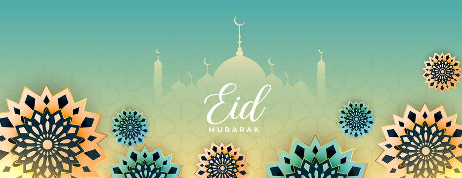 Eid Mubarak Festival Banner With Colorful Colors