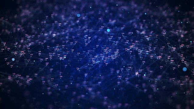 Cyber or technology digital wave background concept. Waving dots texture with glowing defocused particles. Network animation connected dots on white background with copy space.