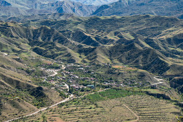 Rural landscape of mountainous Dagestan. Russian Federation
