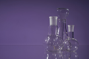 Obraz na płótnie Canvas Chemical vessels. Glass flasks. Laboratory utensil.