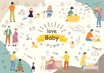 Fototapeta premium 家族の育児 イラスト素材集