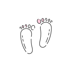 Footprints icon. Vector outline cute footprints on sand silhouette. Simple line art summer modern beach graphic for web design, mobile app, logo concept.