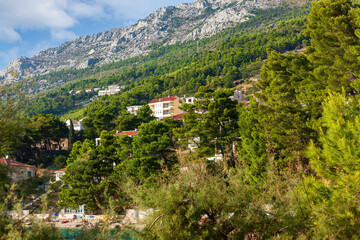 Beautiful Brela at Adriatic Sea in Makarska Riviera, Dalmatia, Croatia